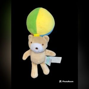 Le Bebe Teddy Bear w Balloon Pull Down Vibrating Wiggler Teether Pram Toy